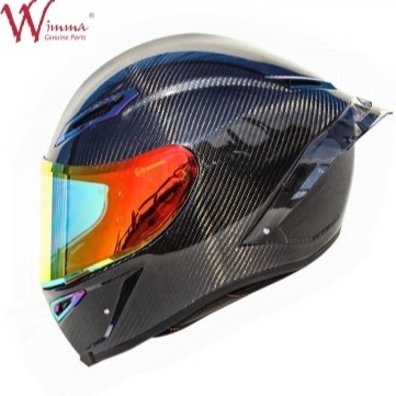 全顔バイクヘルメット レトロ カーボンファイバー 優れた換気 快適さとフィット